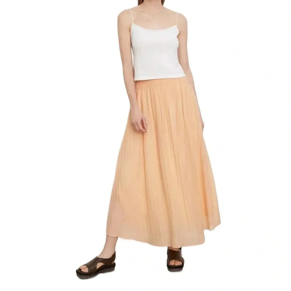Vince Smocked Waist Gathered Maxi Skirt Peach Size L NWT - Picture 12 of 12